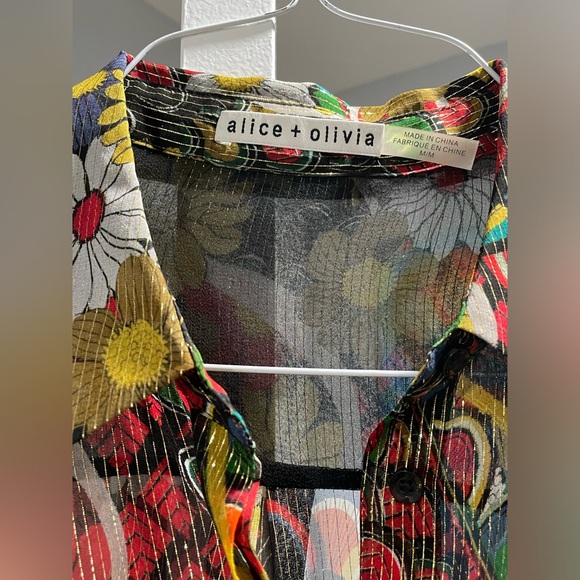 ALICE + OLIVIA Sheer Elouise Blouse - Picture 3 of 3